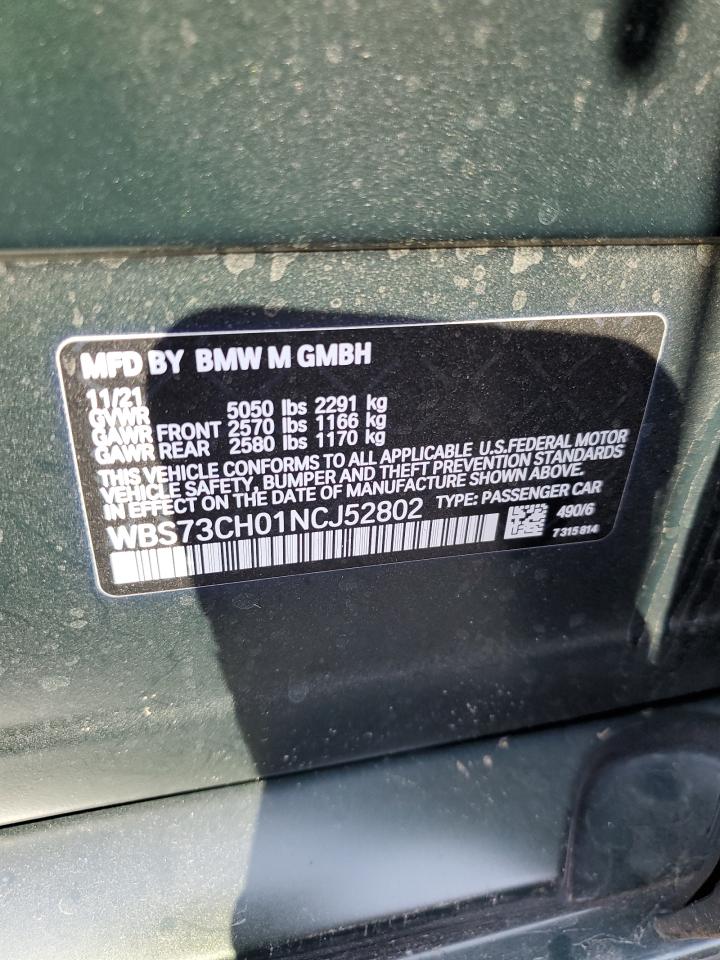 2022 BMW M5 CS VIN:WBS73CH01NCJ52802