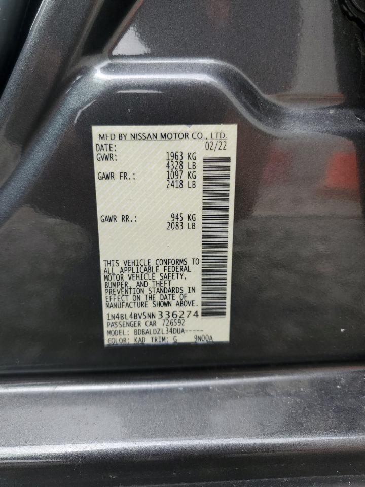 2022 NISSAN ALTIMA S VIN:1N4BL4BV5NN336274