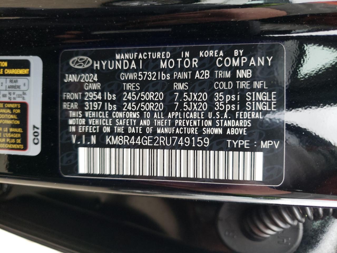 2024 HYUNDAI PALISADE SEL PREMIUM VIN:KM8R44GE2RU749159