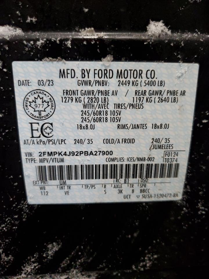 2023 FORD EDGE SEL VIN:3FA6P0HD3HR118753