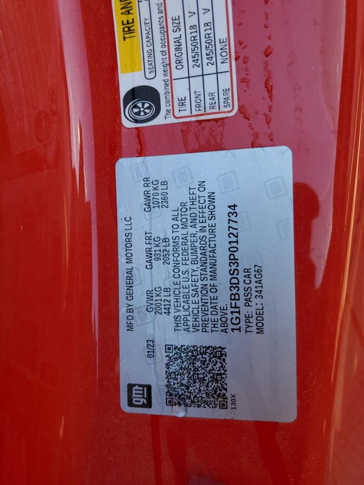 2023 CHEVROLET CAMARO LS VIN:1G1FB3DS3P0127734