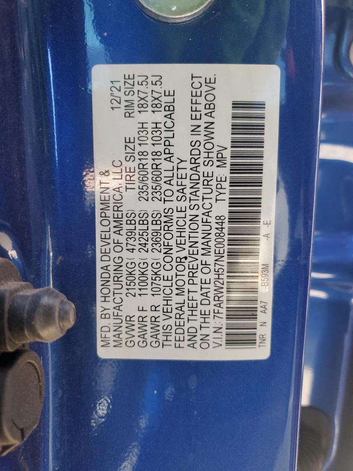 2022 HONDA CR-V EX VIN:7FARW2H57NE008448