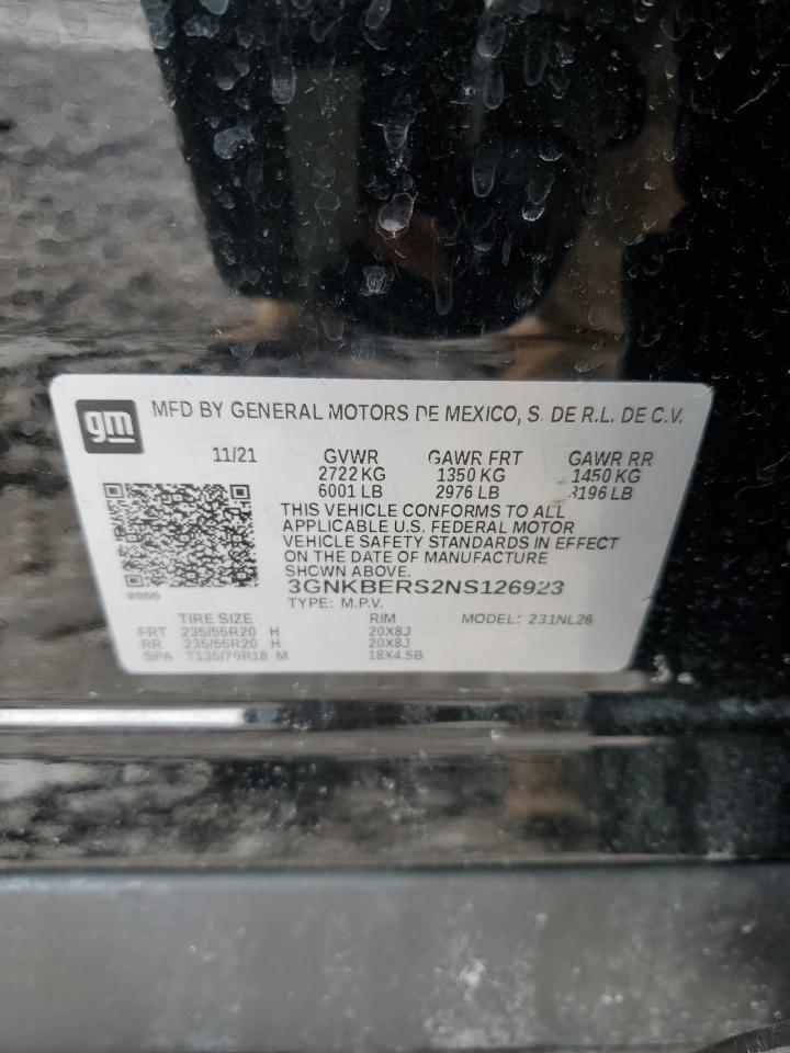 2022 CHEVROLET BLAZER RS VIN:3GNKBERS2NS126923