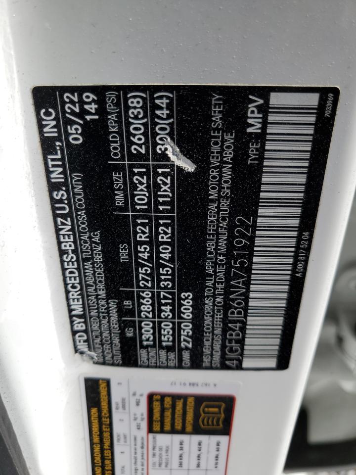 2022 MERCEDES-BENZ GLE 350 VIN:4JGFB4JB6NA751922