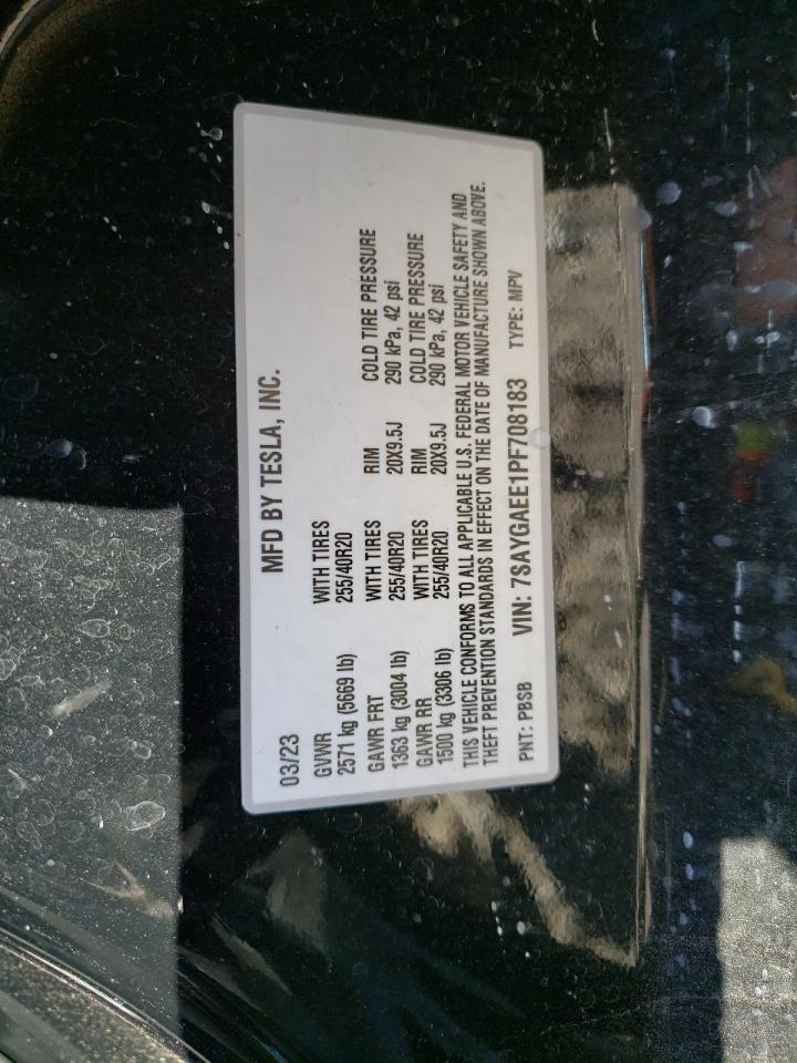 2023 TESLA MODEL Y VIN:7SAYGAEE1PF708183