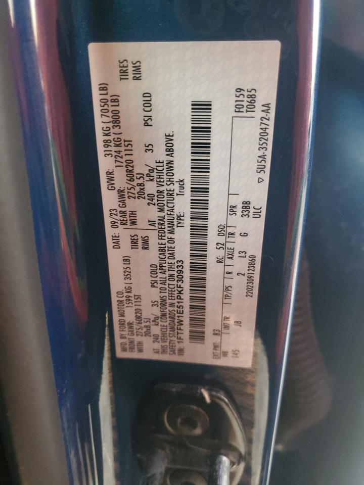 2023 FORD F150 SUPERCREW VIN:1FTFW1E51PKF30933