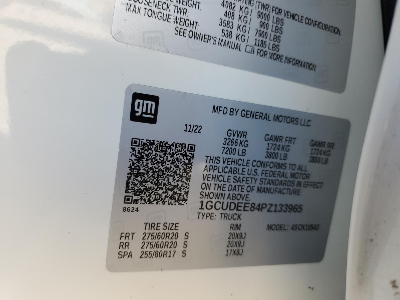 2023 CHEVROLET SILVERADO K1500 RST VIN:1GCUDEE84PZ133965