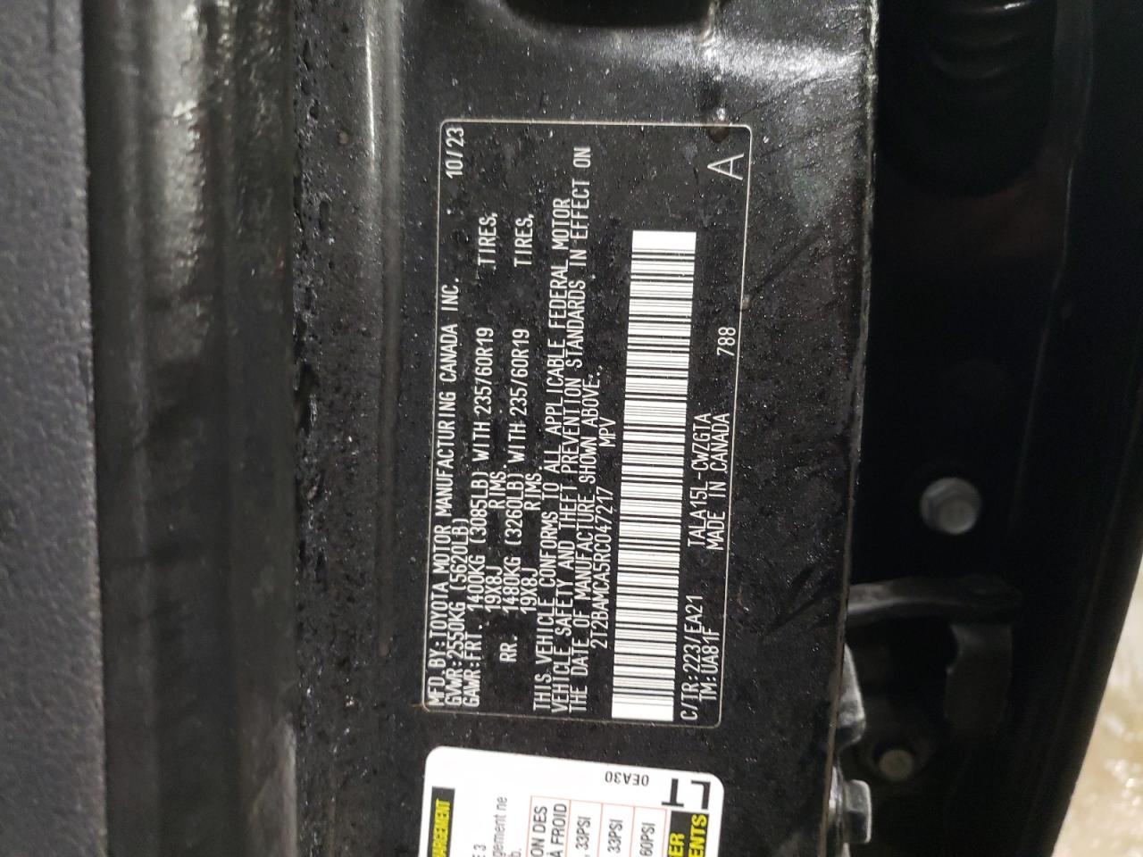 2024 LEXUS RX 350 BASE VIN:2T2BAMCA5RC047217