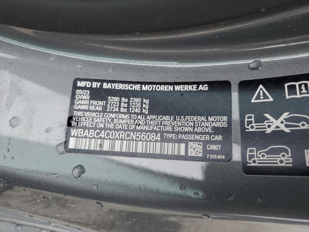 2024 BMW M850XI VIN:WBABC4C0XRCN56084