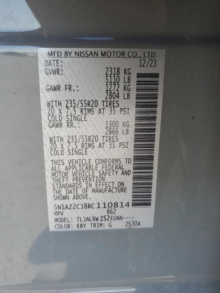 2024 NISSAN MURANO SL VIN:5N1AZ2CJ8RC110814