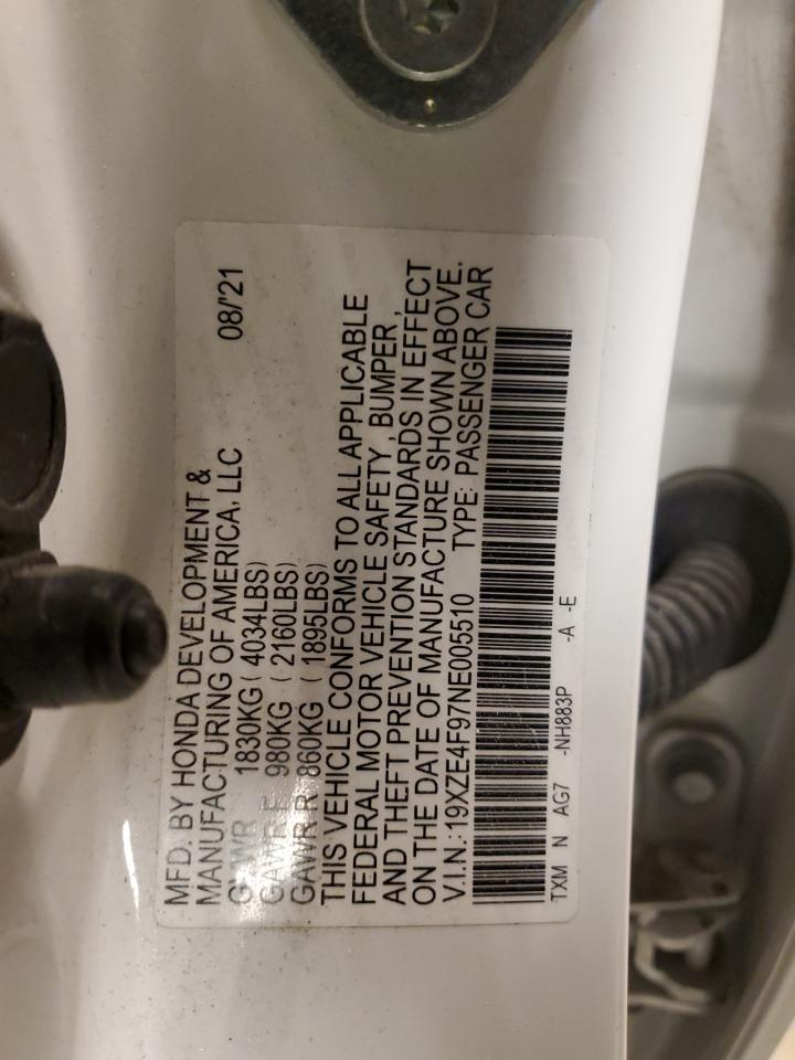 2022 HONDA INSIGHT TOURING VIN:19XZE4F97NE005510