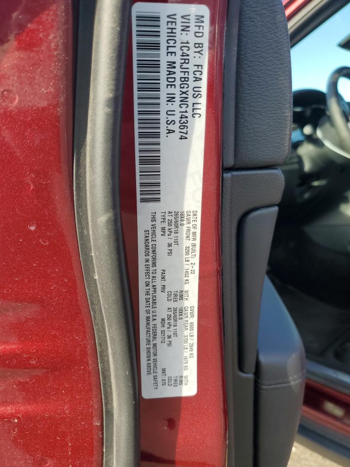 2022 JEEP GRAND CHEROKEE LIMITED VIN:1C4RJFBGXNC143674