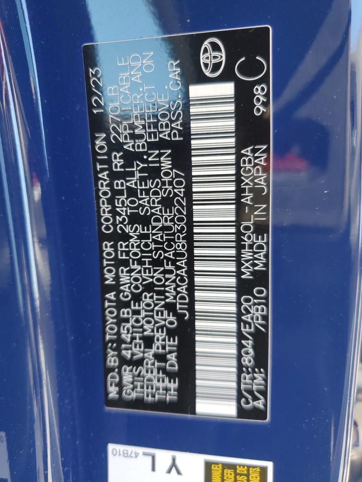 2024 TOYOTA PRIUS LE VIN:JTDACAAU8R3022407