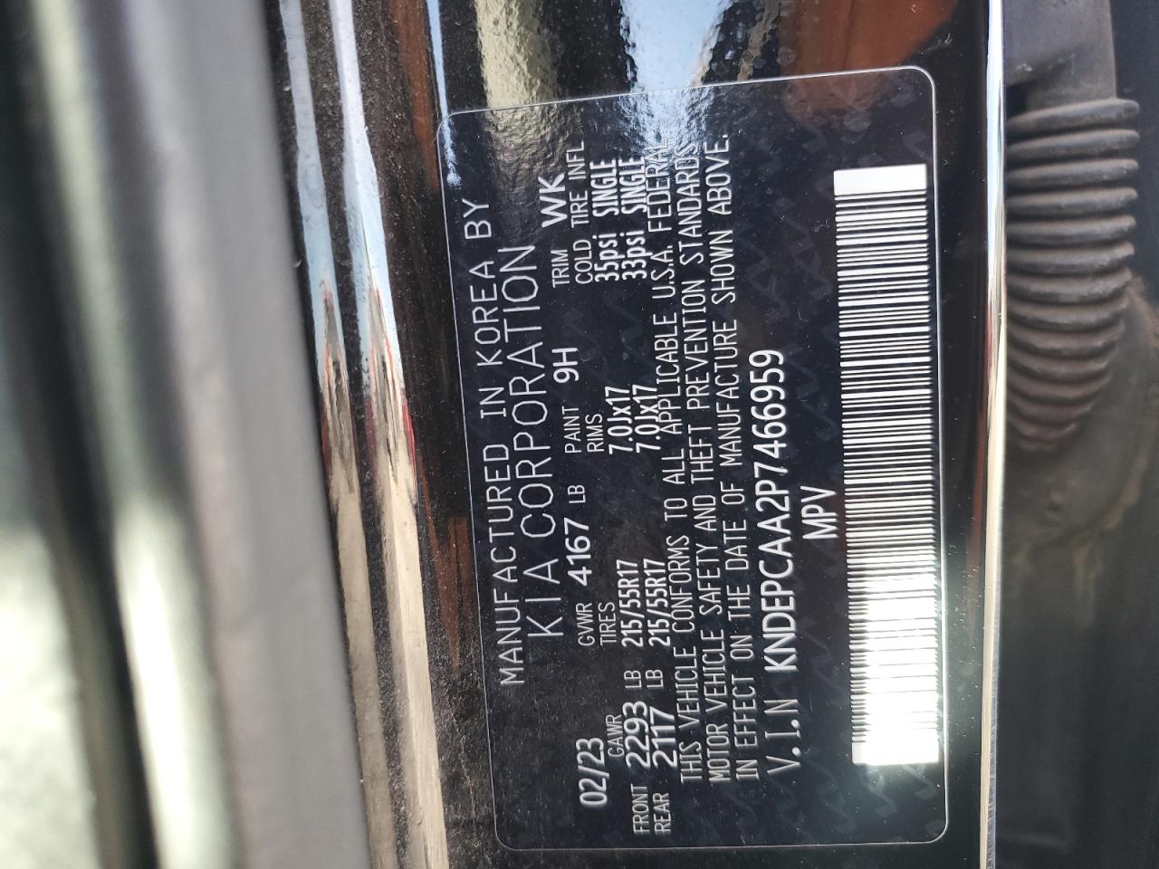 2023 KIA SELTOS LX VIN:KNDEPCAA2P7466959