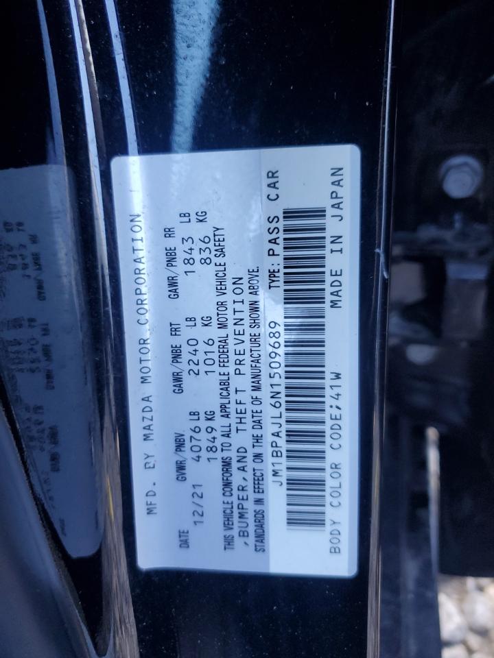 2022 MAZDA 3 VIN:JM1BPAJL6N1509689