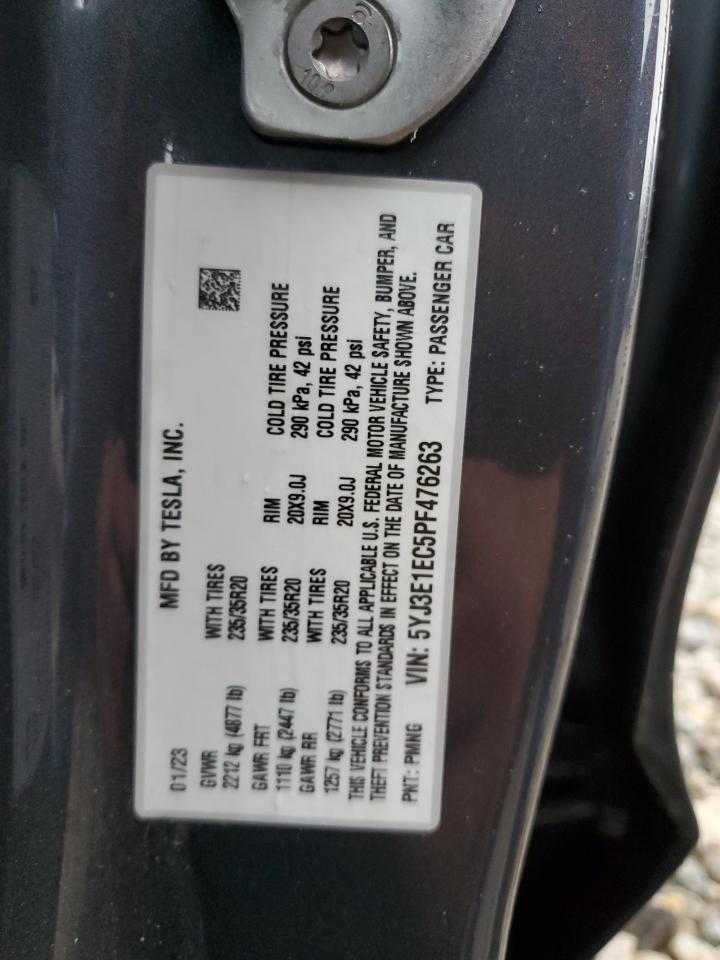 2023 TESLA MODEL 3 VIN:5YJ3E1EC5PF476263