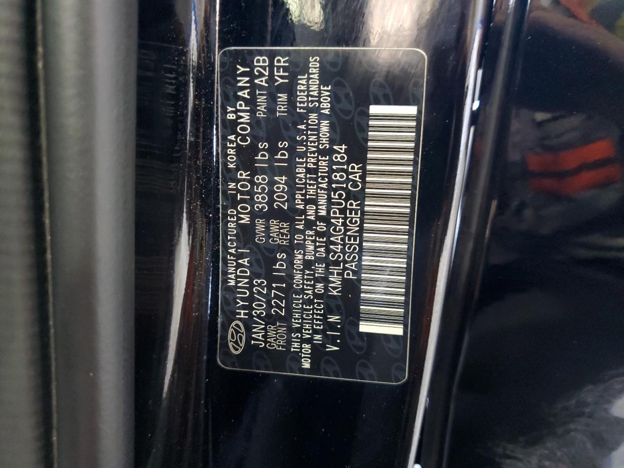 2023 HYUNDAI ELANTRA SEL VIN:KMHLS4AG4PU518184