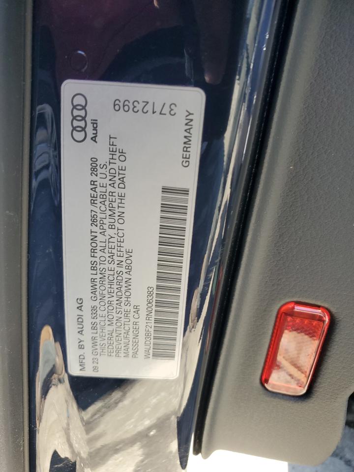 2024 AUDI A6 PREMIUM VIN:WAUD3BF21RN006383