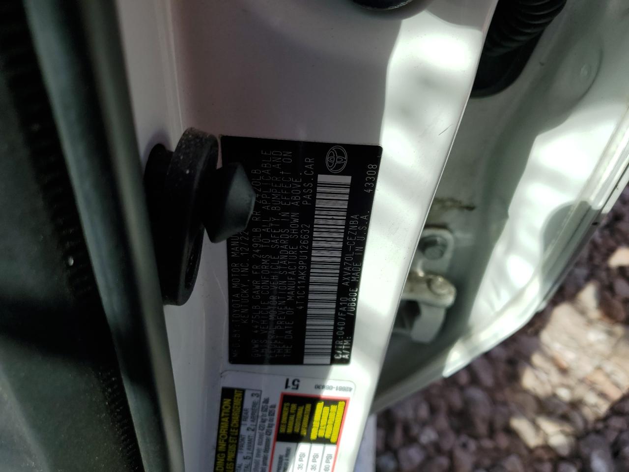 2023 TOYOTA CAMRY LE VIN:4T1C11AK9PU126632