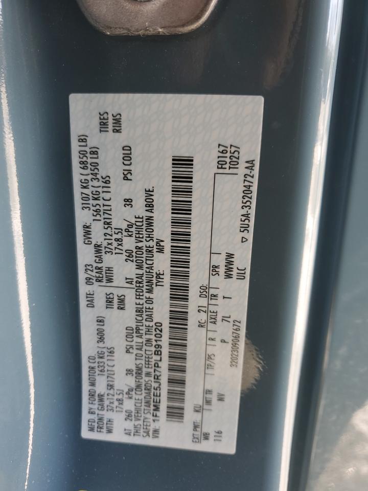 2023 FORD BRONCO RAPTOR VIN:1FMEE5JR7PLB91020