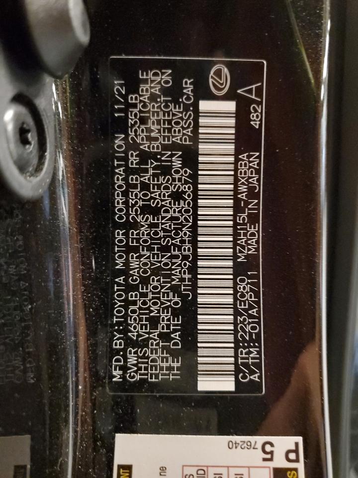 2022 LEXUS UX 250H BASE VIN:JTHP9JBH9N2056879