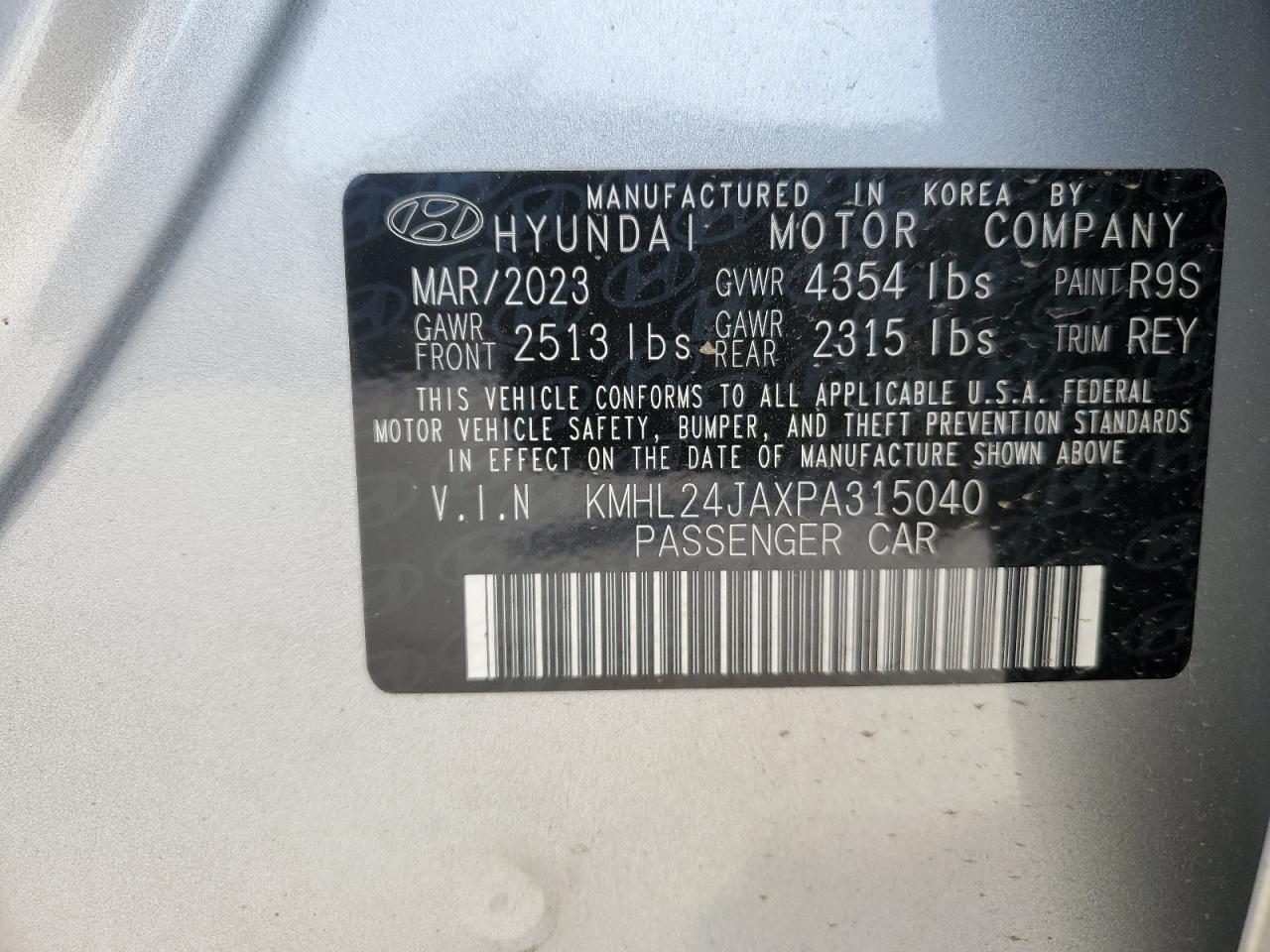 2023 HYUNDAI SONATA SE VIN:KMHL24JAXPA315040