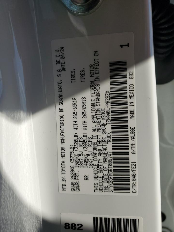 2024 TOYOTA TACOMA DOUBLE CAB VIN:3TYKB5FN3RT006747