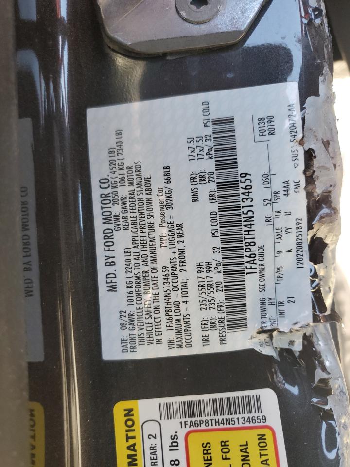 2022 FORD MUSTANG VIN:1FA6P8TH4N5134659