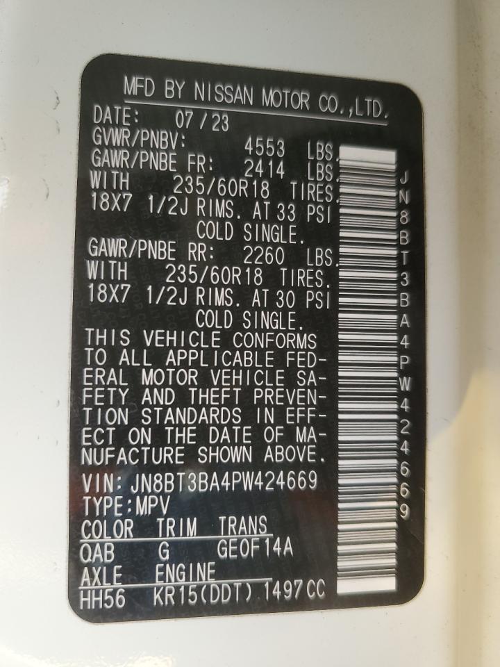 2023 NISSAN ROGUE SV VIN:JN8BT3BA4PW424669