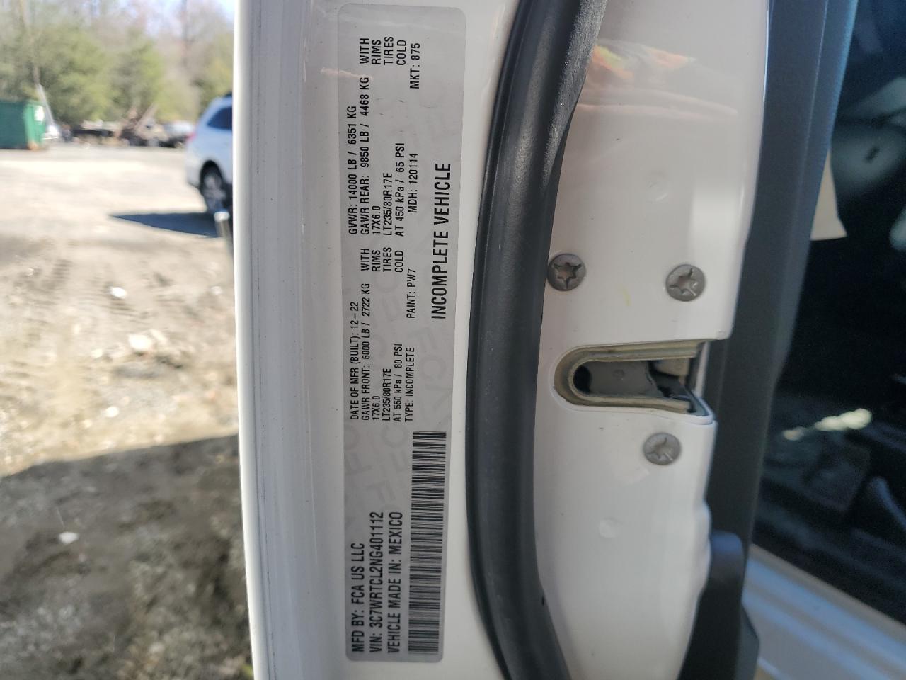 2022 RAM 3500 VIN:3C7WRTCL2NG401112