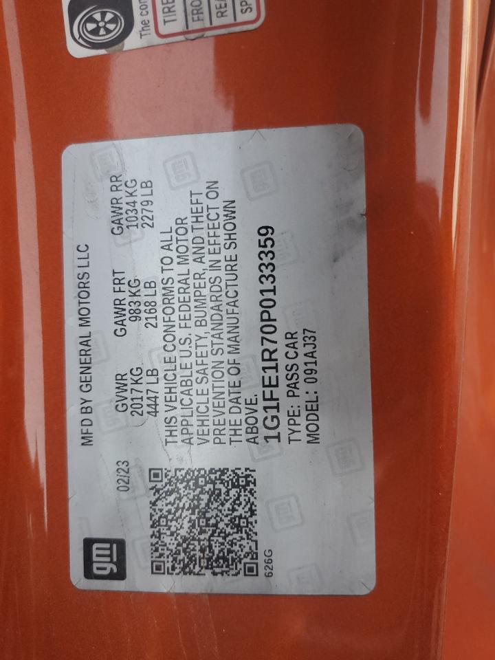 2023 CHEVROLET CAMARO LT1 VIN:1G1FE1R70P0133359