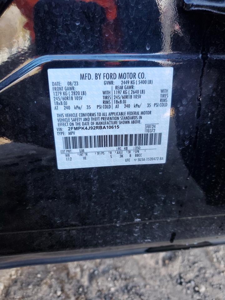 2024 FORD EDGE SEL VIN:2FMPK4J92RBA10615