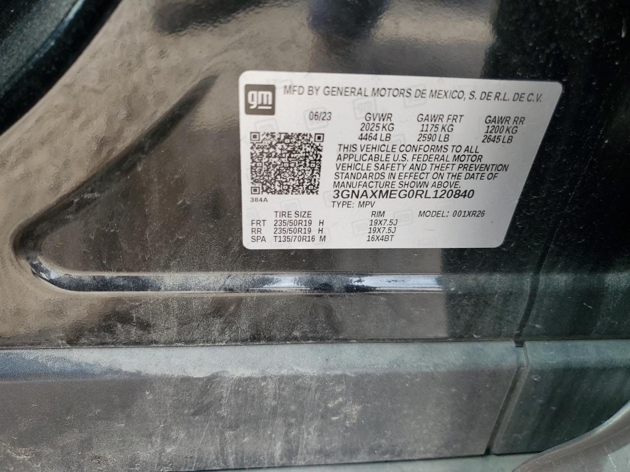 2024 CHEVROLET EQUINOX RS VIN:3GNAXMEG0RL120840