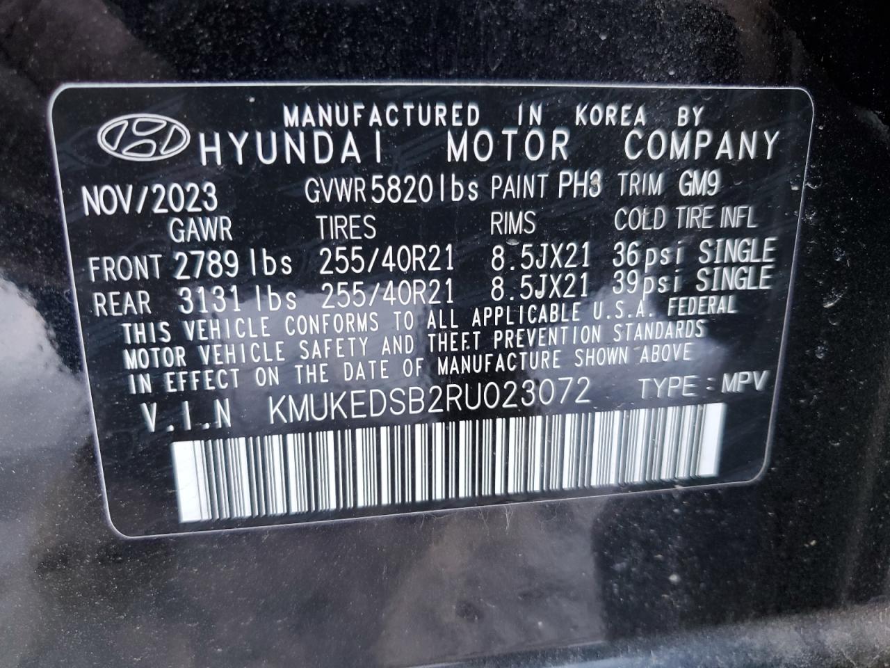 2024 GENESIS GV60 PERFORMANCE VIN:KMUKEDSB2RU023072