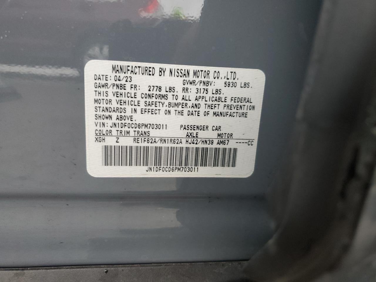 2023 NISSAN ARIYA PLATINUM + VIN:JN1DF0CD6PM703011