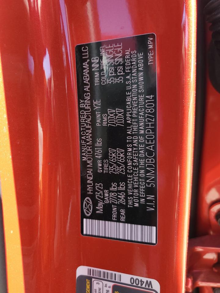 2023 HYUNDAI TUCSON SEL VIN:5NMJBCAE0PH278014