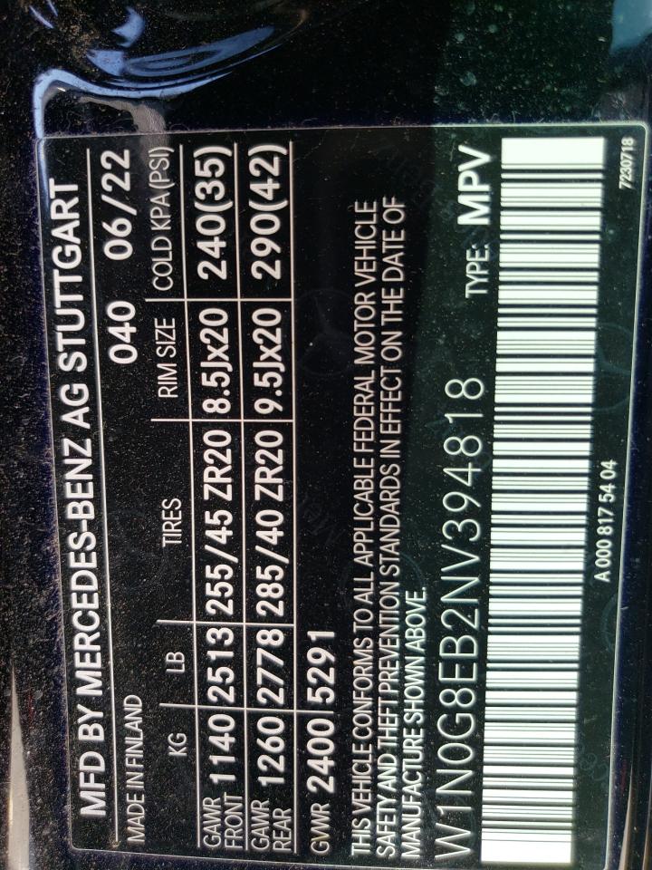 2022 MERCEDES-BENZ GLC 300 4MATIC VIN:W1N0G8EB2NV394818