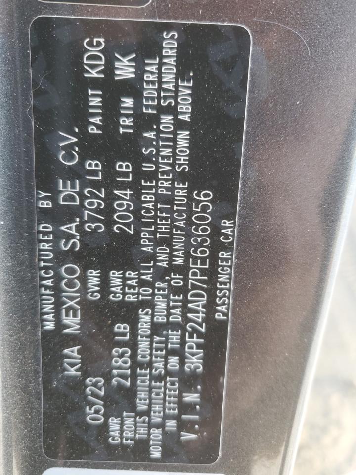 2023 KIA FORTE LX VIN:3KPF24AD7PE636056