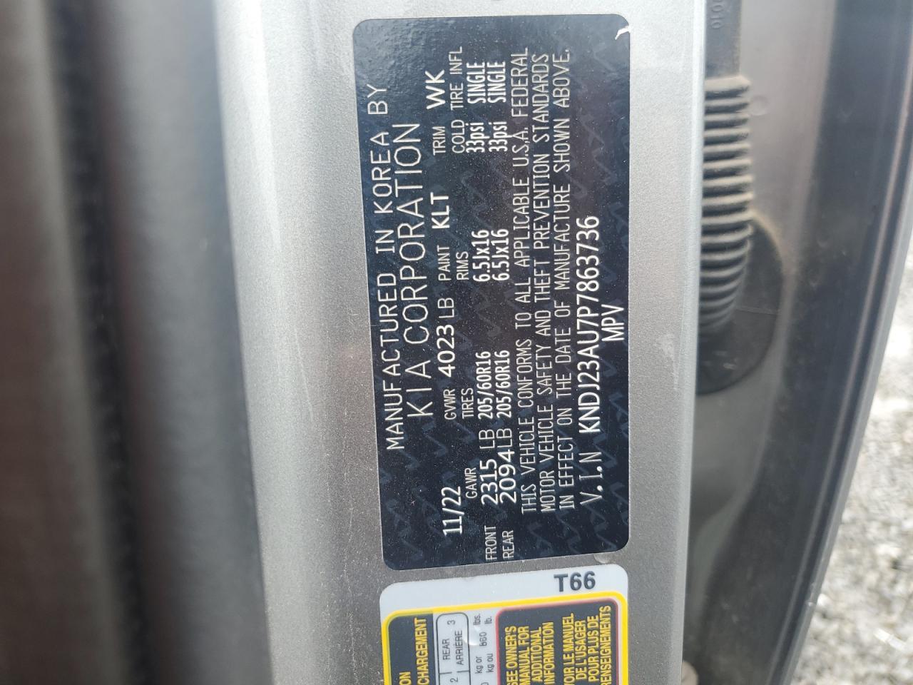 2023 KIA SOUL LX VIN:KNDJ23AU7P7863736