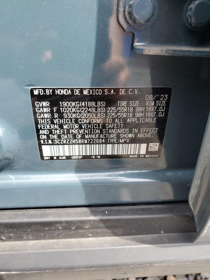 2024 HONDA HR-V SPORT VIN:3CZRZ2H58RM722684