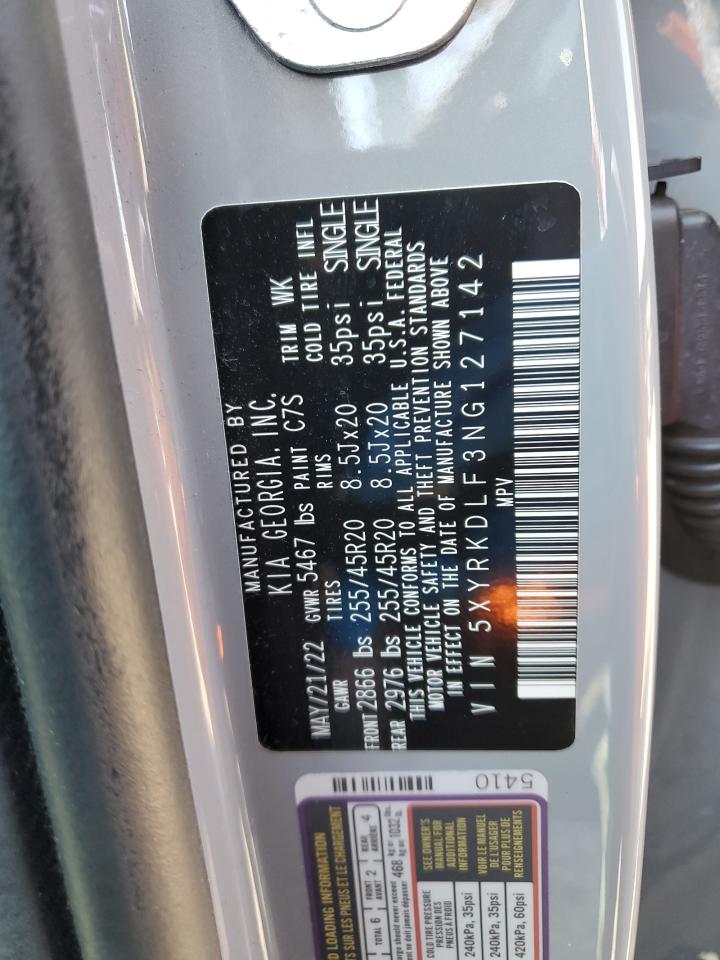 2022 KIA SORENTO SX VIN:5XYRKDLF3NG127142