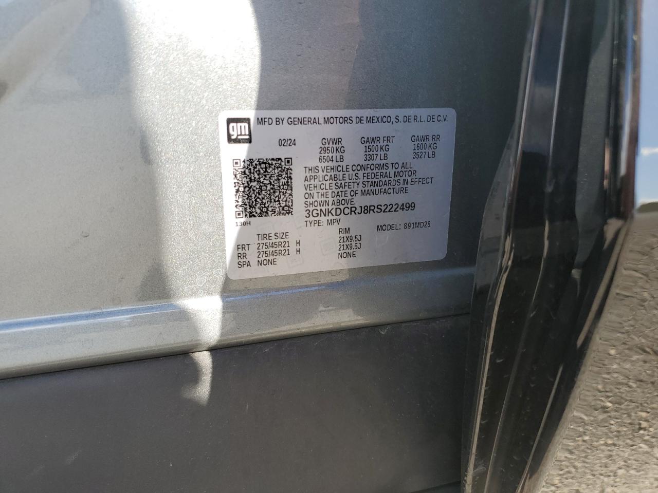 2024 CHEVROLET BLAZER RS VIN:3GNKDCRJ8RS222499