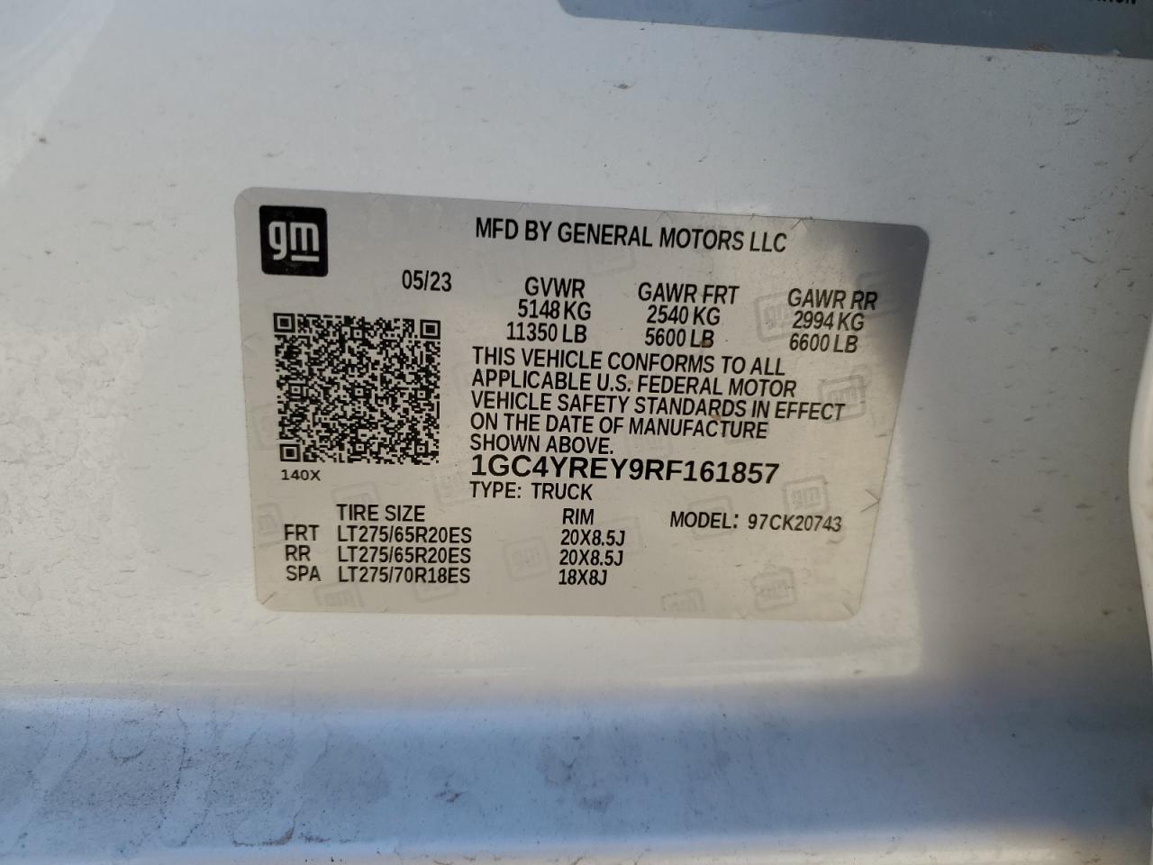 2024 CHEVROLET SILVERADO K2500 HIGH COUNTRY VIN:1GC4YREY9RF161857