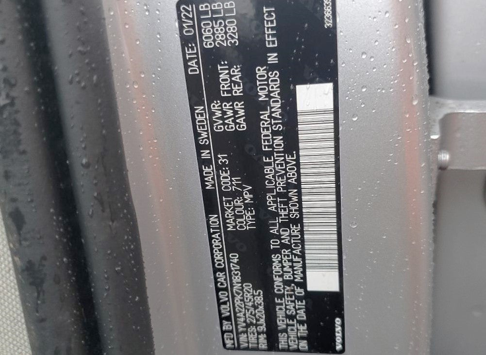 Volvo XC90 T6 2022 YV422PK7N1831740