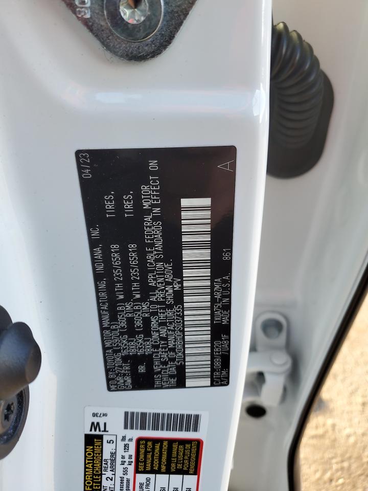 2023 TOYOTA HIGHLANDER L VIN:5TDKDRBH0PS037335