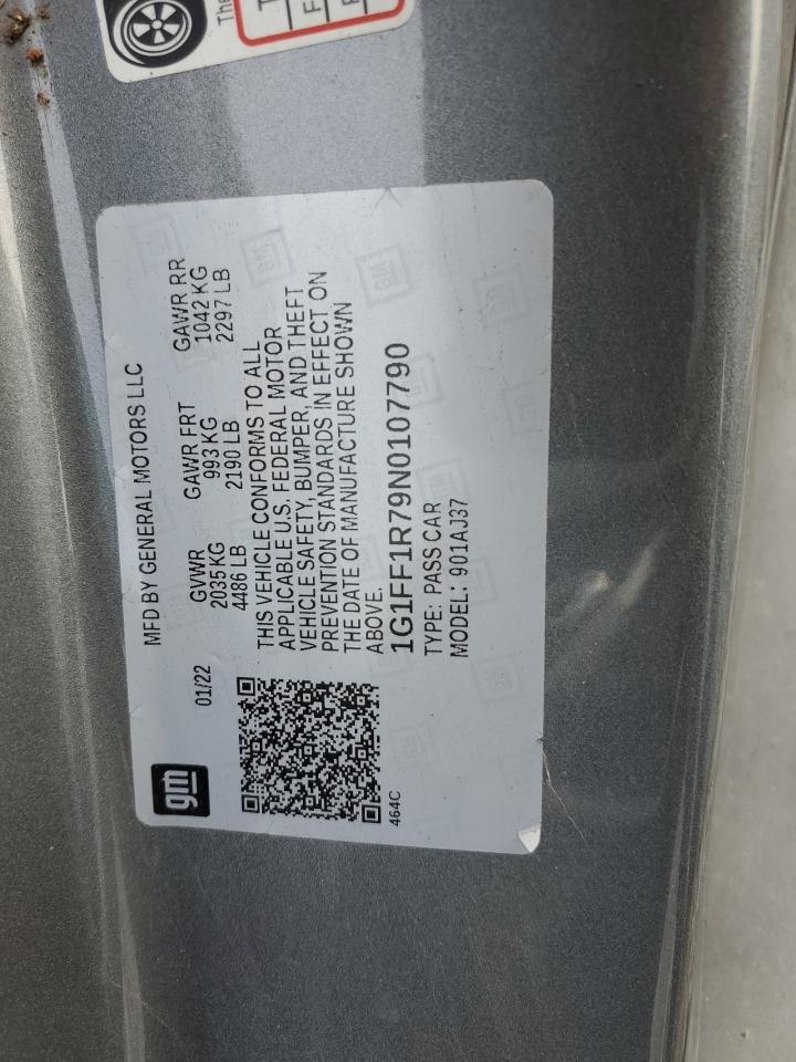 2022 CHEVROLET CAMARO LT1 VIN:1G1FF1R79N0107790