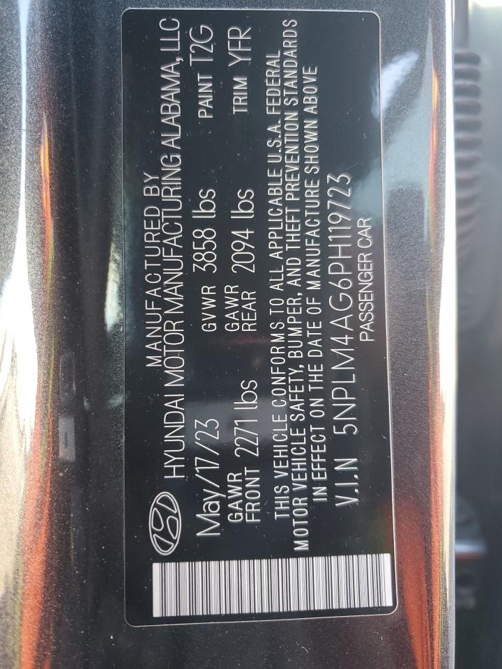 2023 HYUNDAI ELANTRA SEL VIN:5NPLM4AG6PH119723