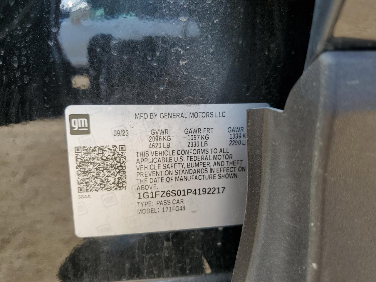 2023 CHEVROLET BOLT EUV PREMIER VIN:1G1FZ6S01P4192217