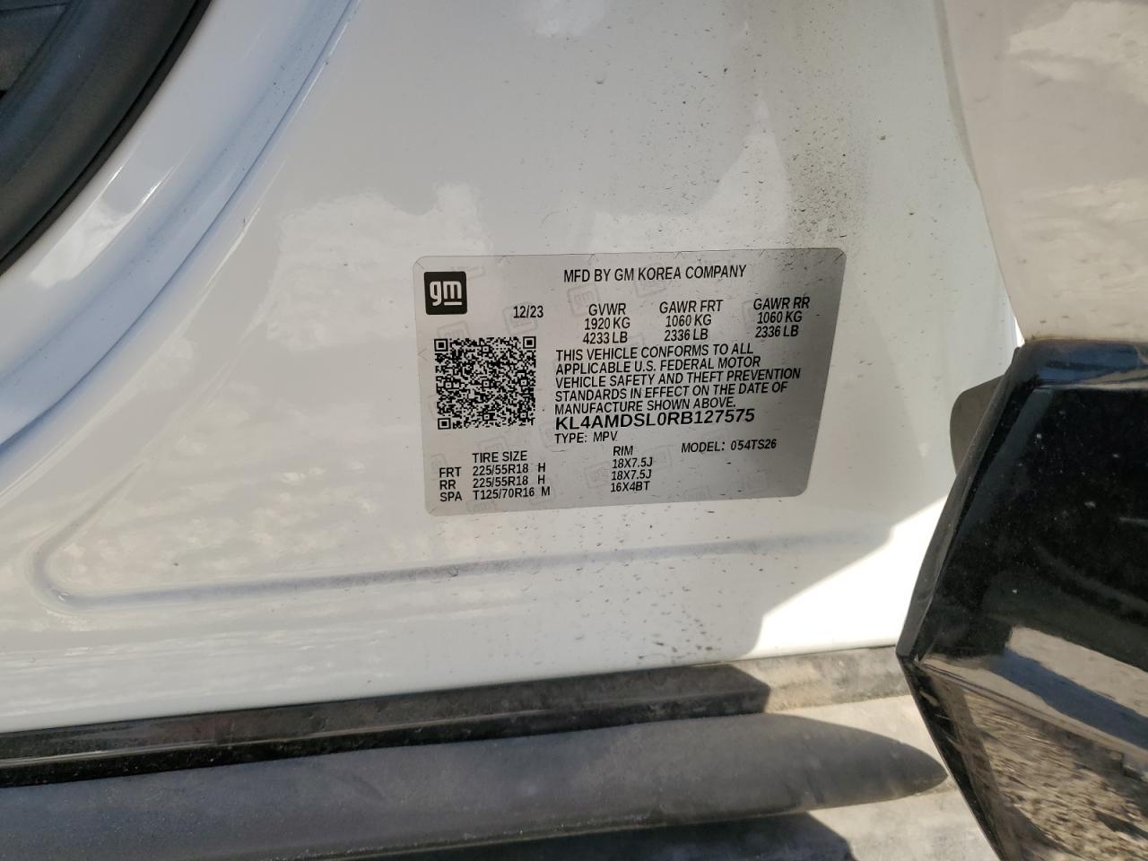 2024 BUICK ENCORE GX SPORT TOURING VIN:KL4AMDSL0RB127575