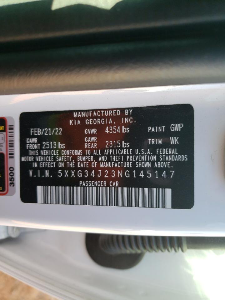 2022 KIA K5 EX VIN:5XXG34J23NG145147
